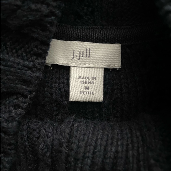 J. Jill Cotton Blend Cable Knit Button Front Sweater Cardigan Navy Petite M - Picture 8 of 9